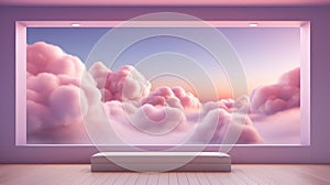 Beautiful pink clouds background for product display. Generative ai