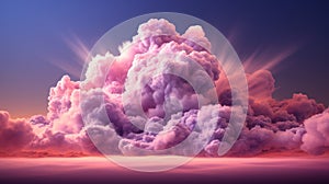 Beautiful pink clouds background for product display. Generative ai
