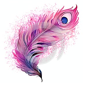 beautiful pink feather of a peacock clipart illustration