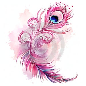 beautiful pink feather of a peacock clipart illustration