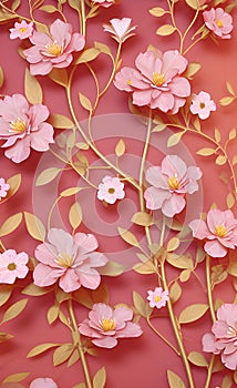 Beautiful pink flower pattern on pink background