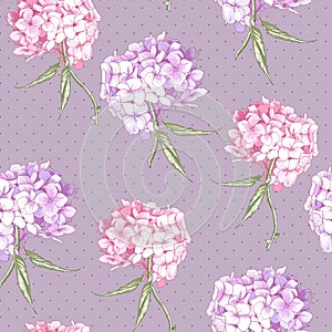 Beautiful Pink Hydrangea Seamless Background