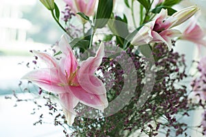 Beautiful pink lily Set in wedding day