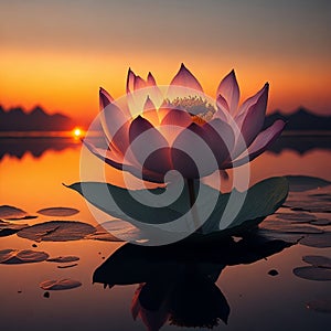Beautiful Pink Lotus Flower Blooming Sunshine