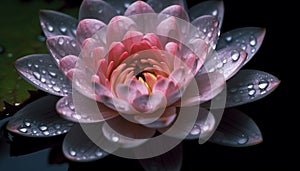 Beautiful pink lotus flower in a tranquil pond generated by AI