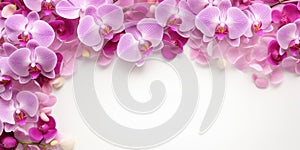 Beautiful Pink Orchids Border for Greeting Card or Lovely Flower Frame