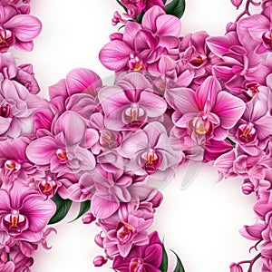 Beautiful Pink Orchids Border for Greeting Card or Lovely Flower Frame