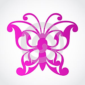 Beautiful pink ornamental butterfly symbol