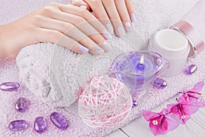 Beautiful pink and purple manicure