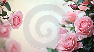 Beautiful pink roses arranged elegantly against a soft background