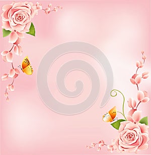 Beautiful Pink Roses Border