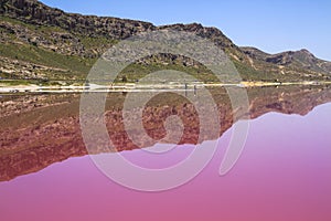 Beautiful pink Salt Lake of Shiraz, Iran.