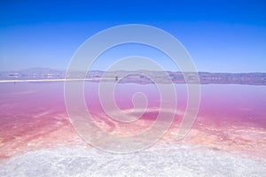 Beautiful pink Salt Lake of Shiraz, Iran.