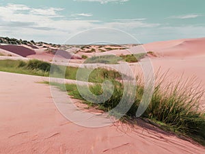 Beautiful pink sand dunes. Fantastic landscape