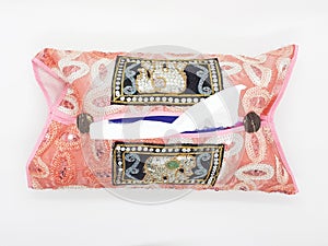 Beautiful Pink Tissue Box in white isolated background 02