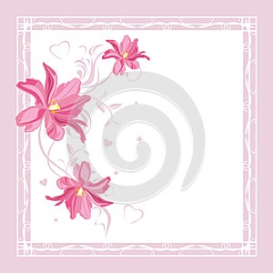 Beautiful pink tulips for postcard design