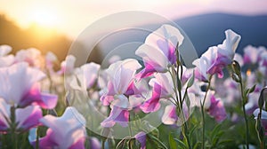 Beautiful Pink And White Flowers In An Open Field