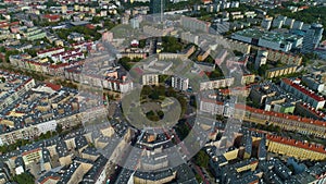 Beautiful Plac Grunwaldzki Square Szczecin Rondo Aerial View Poland