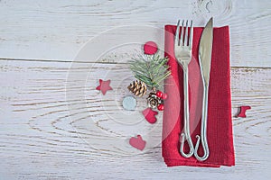 Beautiful place setting for Christmas or New year dinner