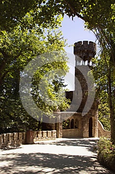 Beautiful places in the Quinta da Regaleira. Summer travel in Portugal.