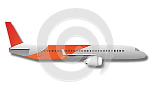 Plane on white background side view in horizontal position