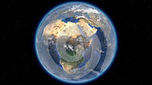 Beautiful planet Earth in space against the background of stars. Africa. 3d rendering. Elements of this video furnished