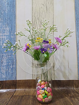 beautiful plastic flowers to decorate the house