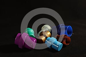 Beautiful plastic plugs colors different dosing protection different photo