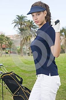 Beautiful player golf with her club