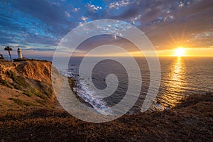 Beautiful Point Vicente Lighthouse at Sunset