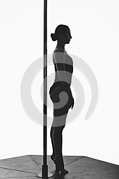 Beautiful pole dancer girl silhouette