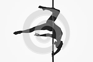 Beautiful pole dancer girl silhouette