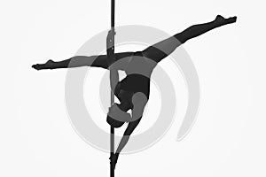 Beautiful pole dancer girl silhouette