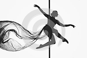 Beautiful pole dancer girl silhouette