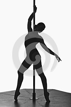 Beautiful pole dancer girl silhouette