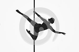 Beautiful pole dancer girl silhouette