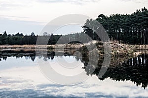 Beautiful polish lake landscape on a cloudy day