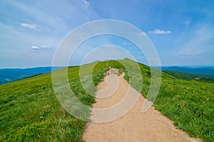 Beautiful Polonina Wetlinska mountain trail