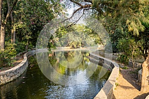 Beautiful pond inside of Lodhi Garden also known as Lodi Gardens in New Delhi India