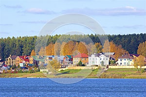 Beautiful pond and scenery in the town of Votkinsk, Russia