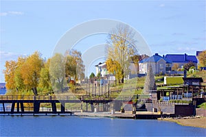 Beautiful pond and scenery in the town of Votkinsk, Russia