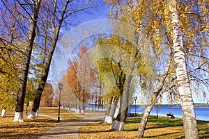 Beautiful pond and scenery in the town of Votkinsk, Russia