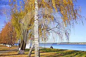 Beautiful pond and scenery in the town of Votkinsk, Russia