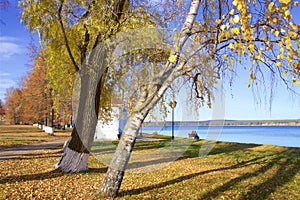 Beautiful pond and scenery in the town of Votkinsk, Russia