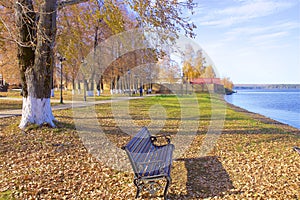 Beautiful pond and scenery in the town of Votkinsk, Russia