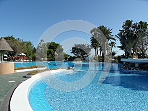 Beautiful pool area of a tourist resort