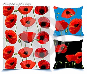 Beautiful poppy floral pattern on diffrent backgrounds