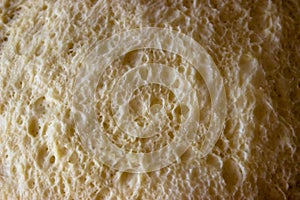 Beautiful porous structure of the approached yeast dough.