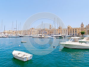 Beautiful port of Malta. In the background the city of Birgu