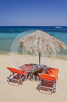 Beautiful Porto Roma sandy beach. It is situated on Vassilikos peninsula on the south east coast of Zakynthos island, Greece.